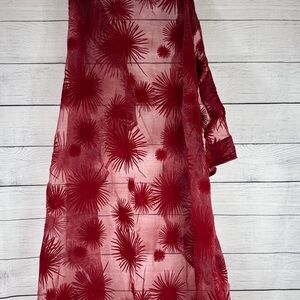 IKEA Fenja Blad Sheer Starburst Burgundy Velvet  Curtains Pair 55x115
